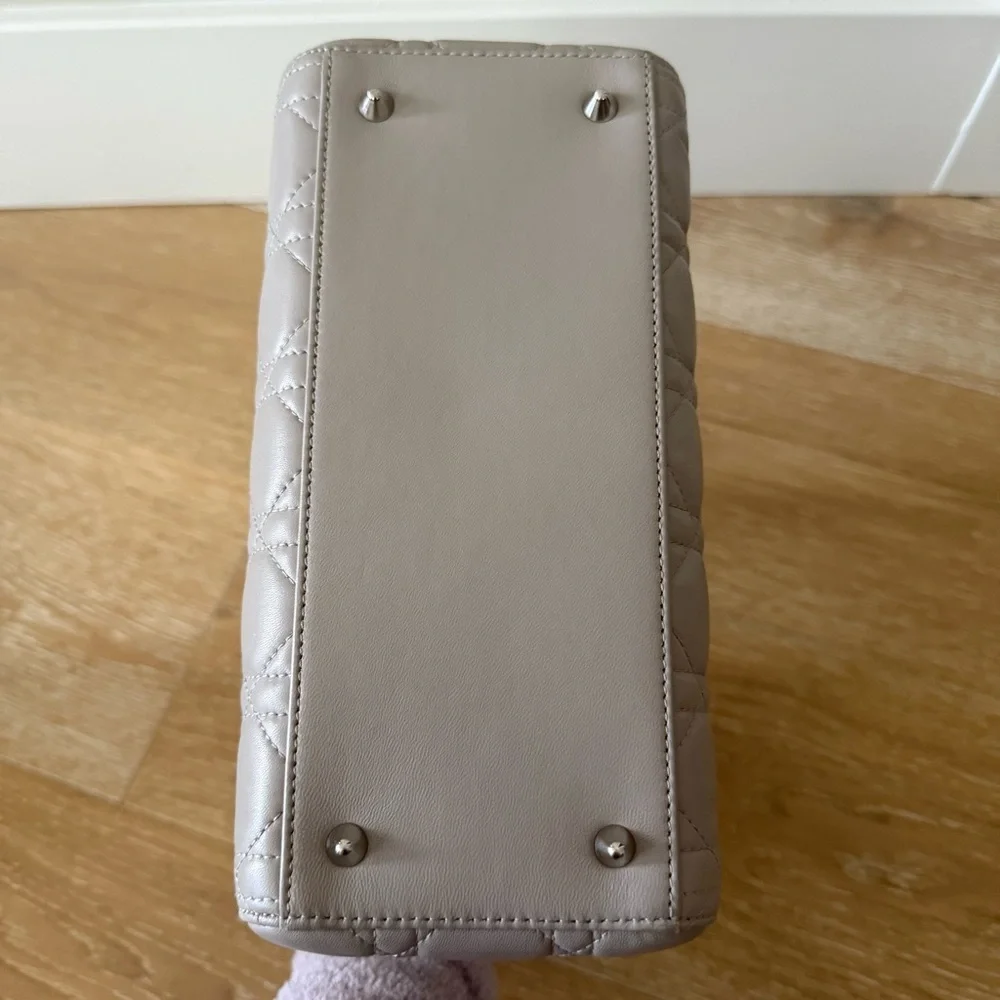 Lady Dior Medium Cannage Lambskin Gray Silver Hardware Vintage Authentic